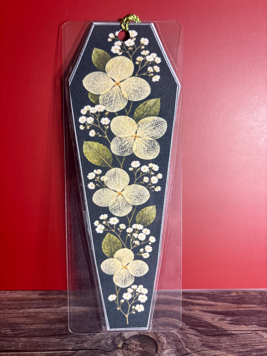 Ivory Blooms Coffin Bookmark with Tassel
