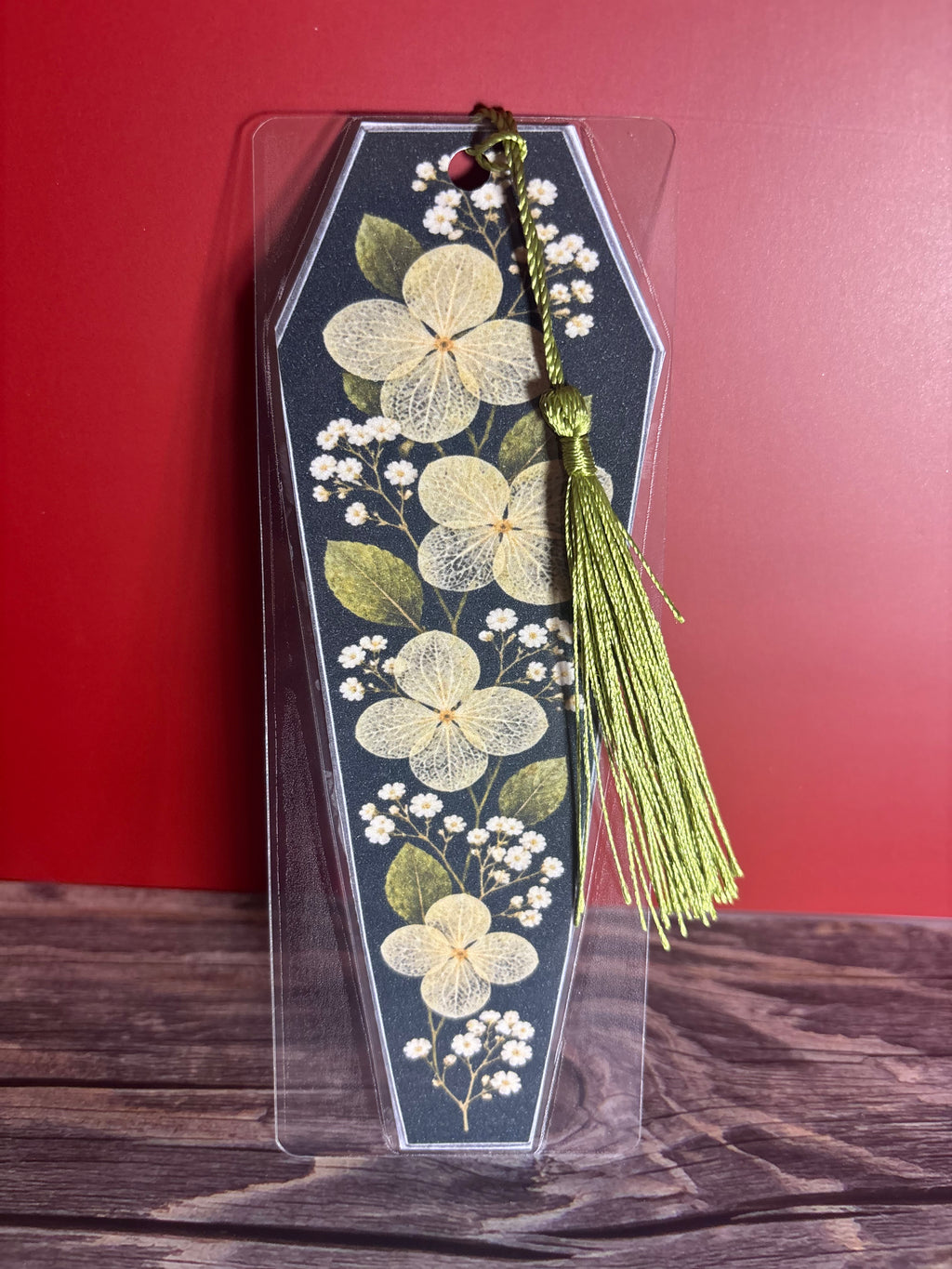 Ivory Blooms Coffin Bookmark with Tassel